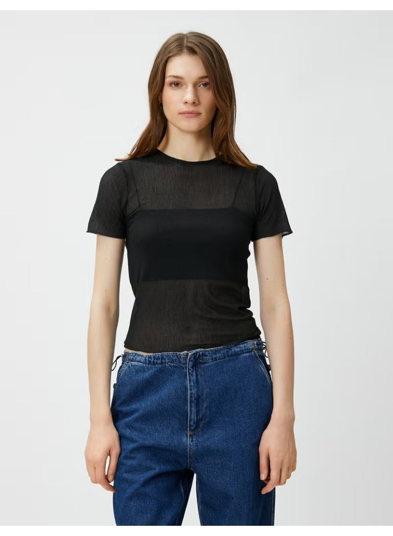 KOTON Transparent T-Shirt Short Sleeve - Image 2